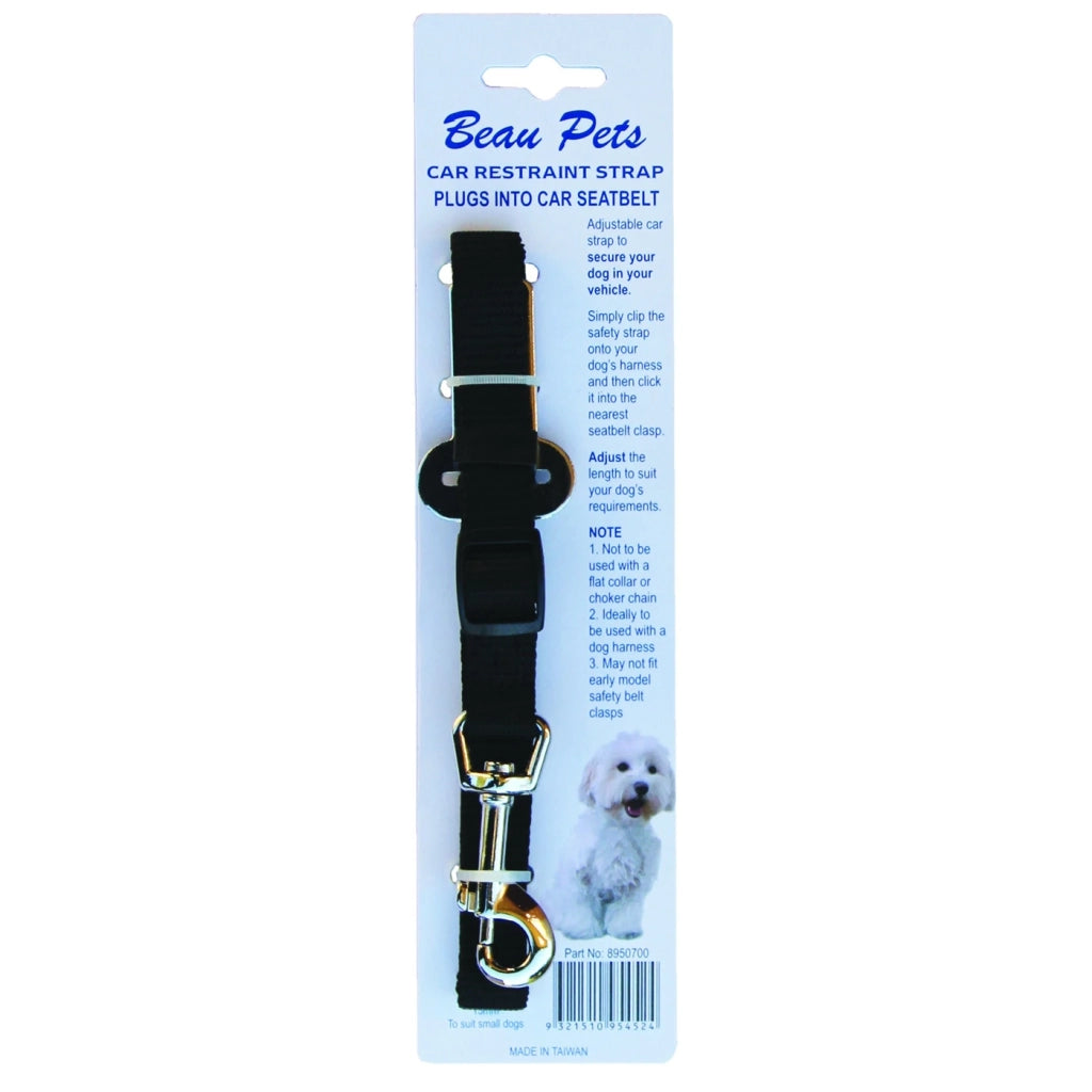 Beau Pets Adjustable Car Restraint Strap – 25mm – Black