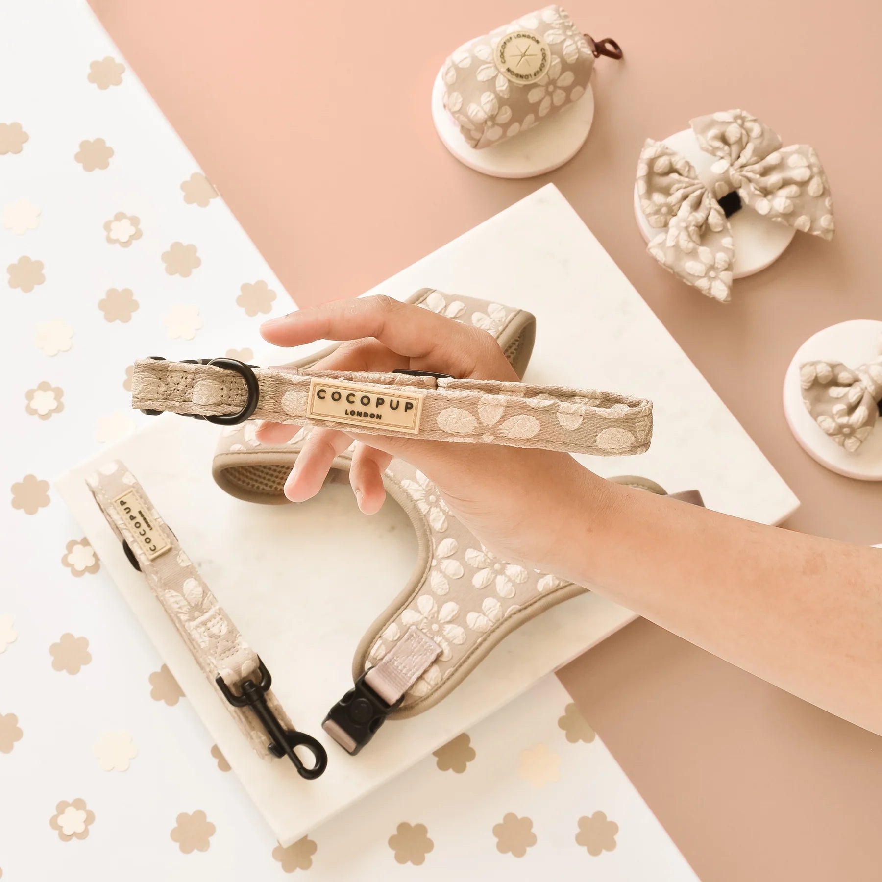 Cocopup London LUXE Mocha Flower Dog Collar