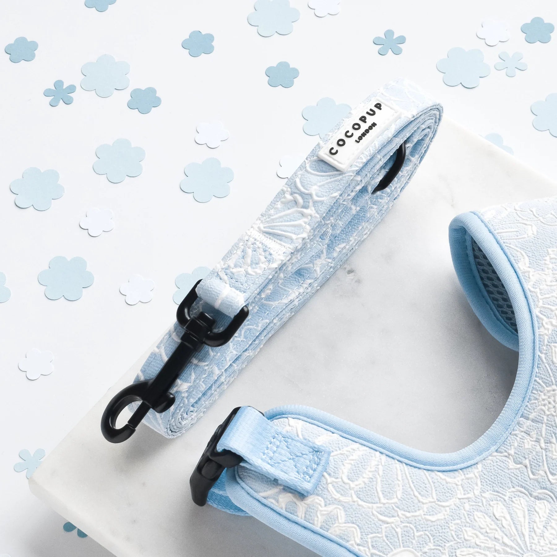Cocopup London LUXE Baby Blue Flower Dog Lead