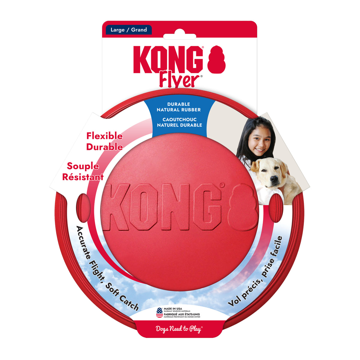 KONG Flyer Large – Red Rubber Flying Disc for Dogs