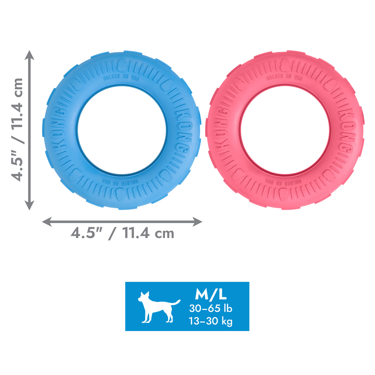 KONG Puppy Tires Medium/Large – Rubber Teething & Treat Toy