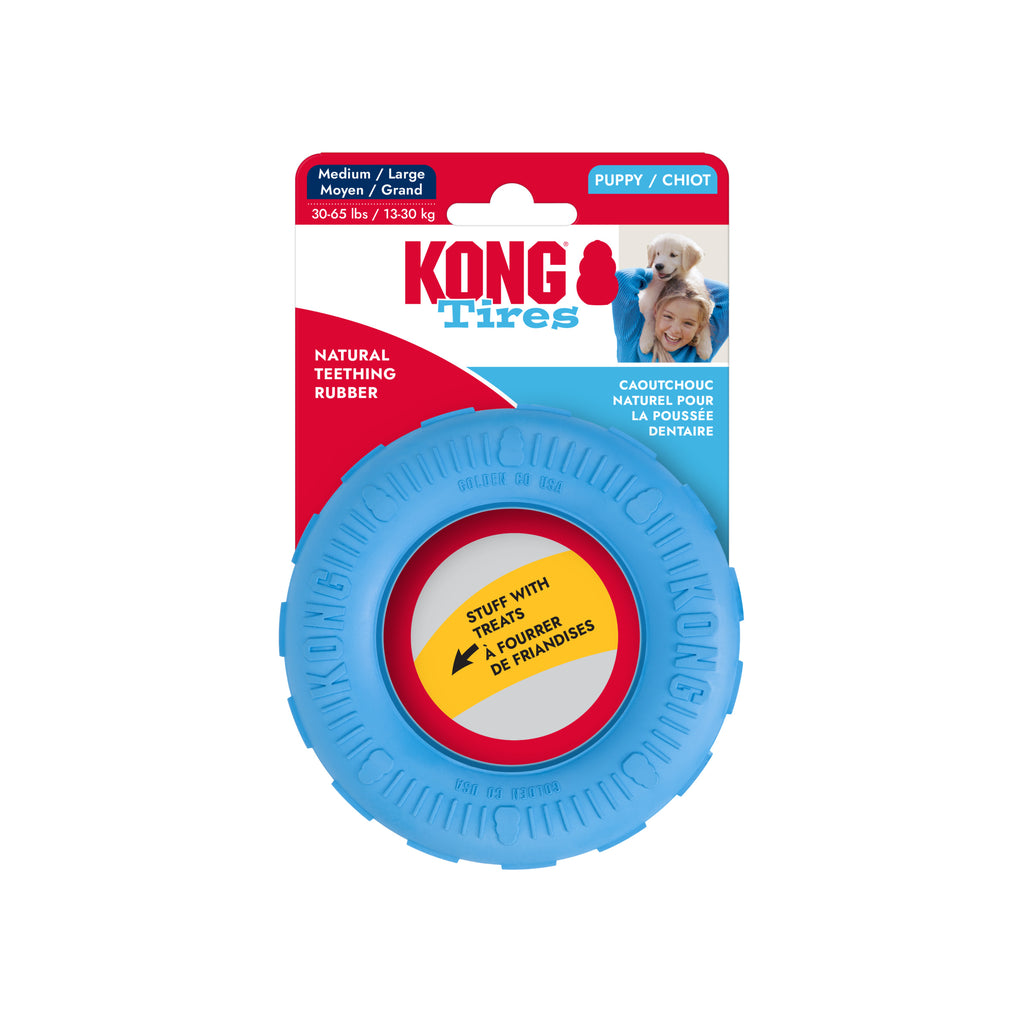 KONG Puppy Tires Medium/Large – Rubber Teething & Treat Toy