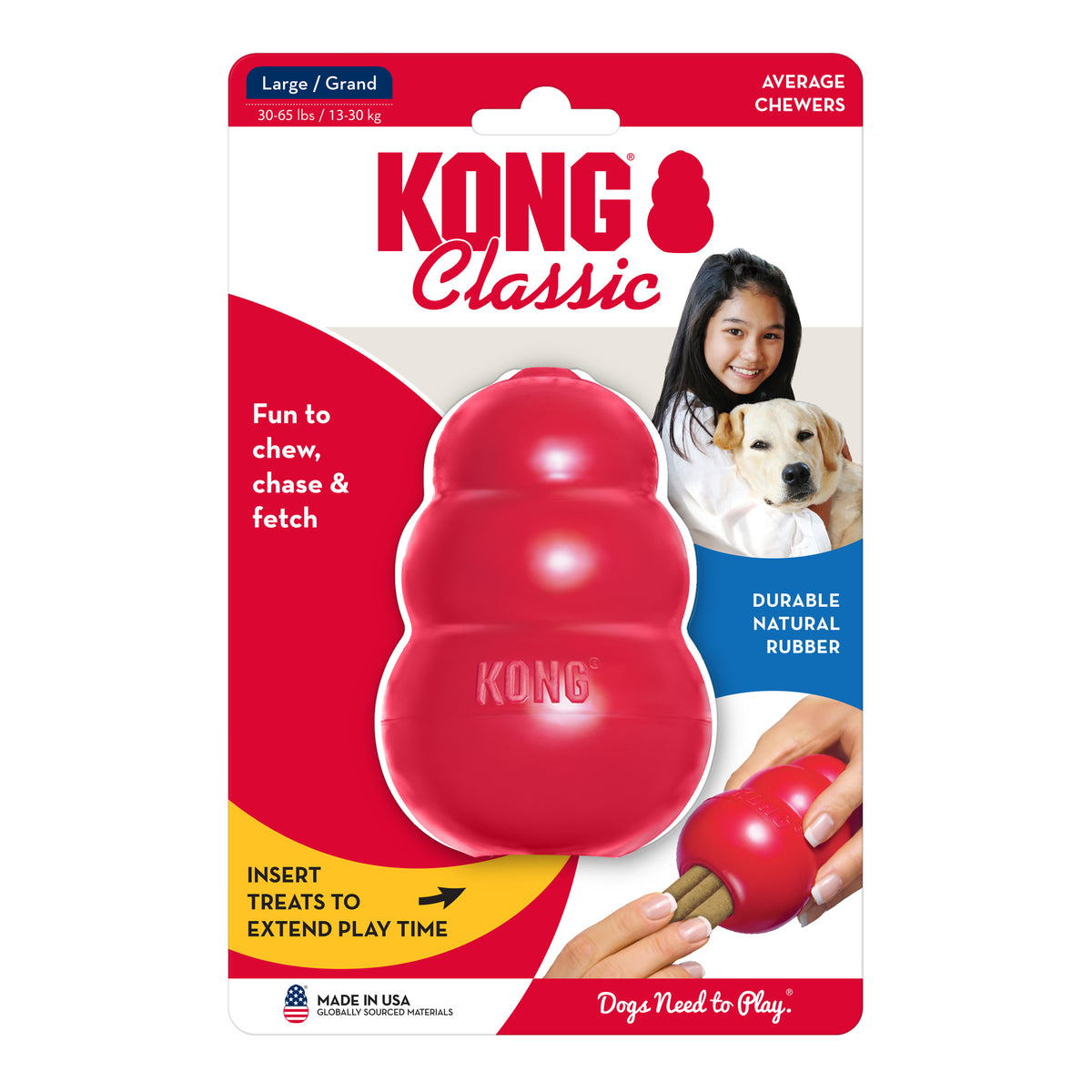 KONG Classic Large – Red Rubber Chew & Treat Toy