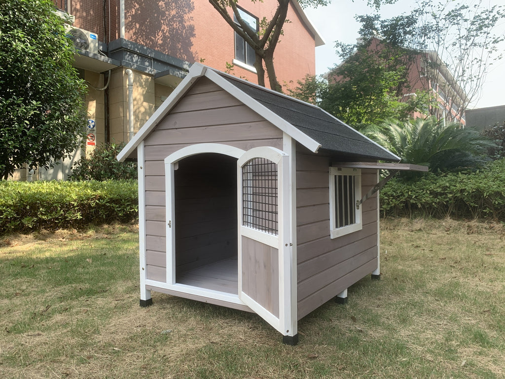 YES4PETS XL Timber Dog Kennel – Grey