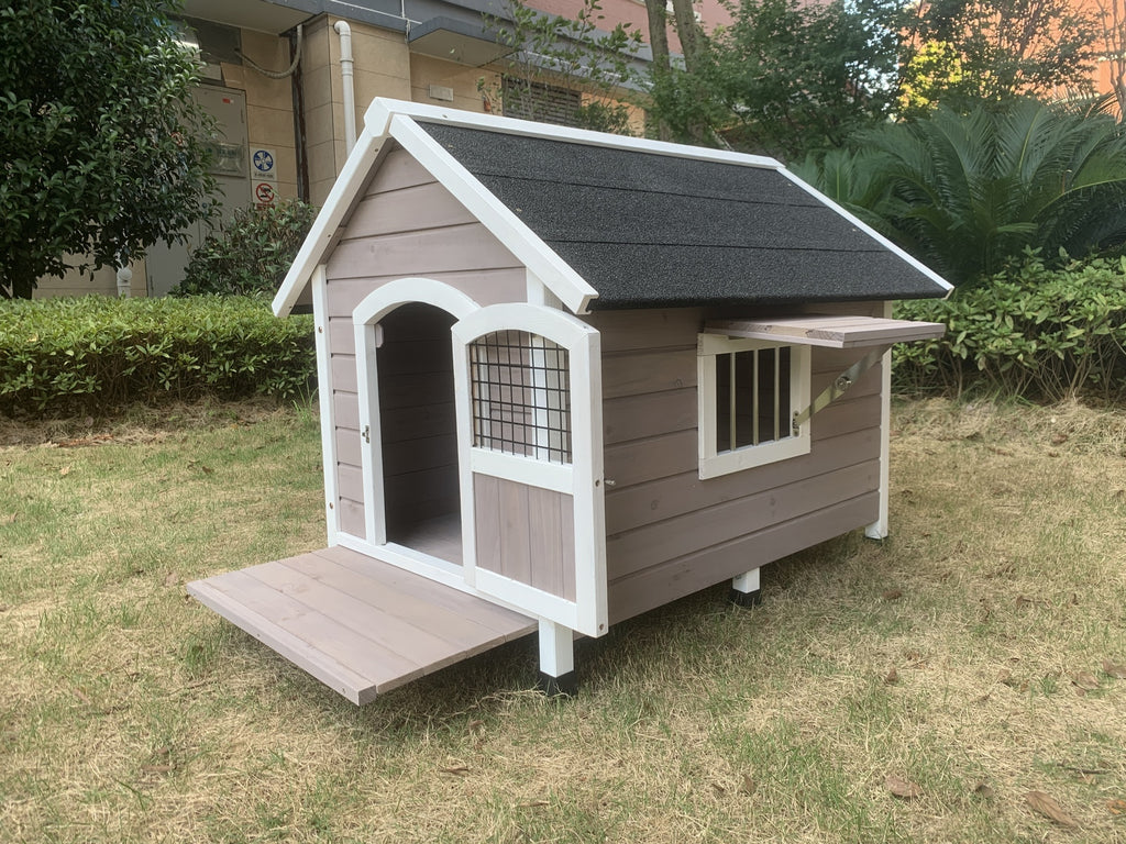 YES4PETS XL Timber Dog Kennel – Grey