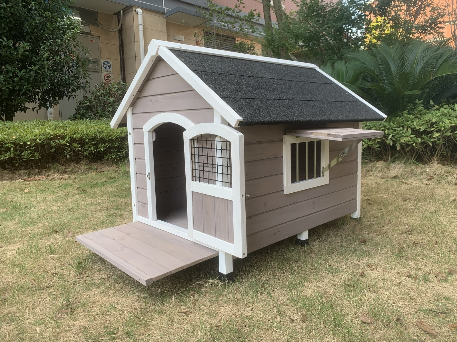 YES4PETS XL Timber Dog Kennel – Grey