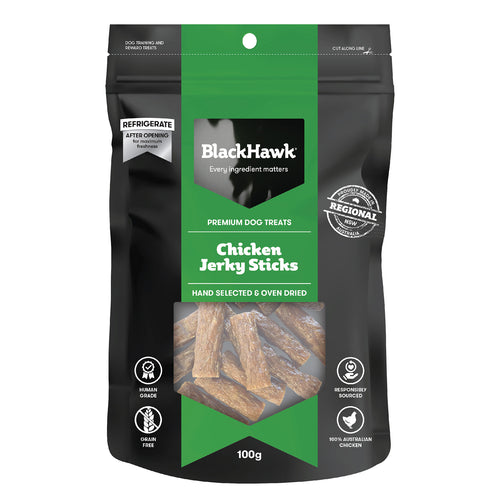 Beef & Chicken Jerky Sticks Dog Treats 100g – Black Hawk