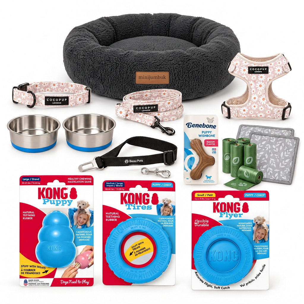 Puppy bundle with the Storm Grey MiniJumbuk Oasis bed